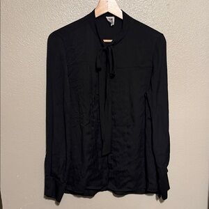 Anne Klein Black Tie-Neck Blouse
